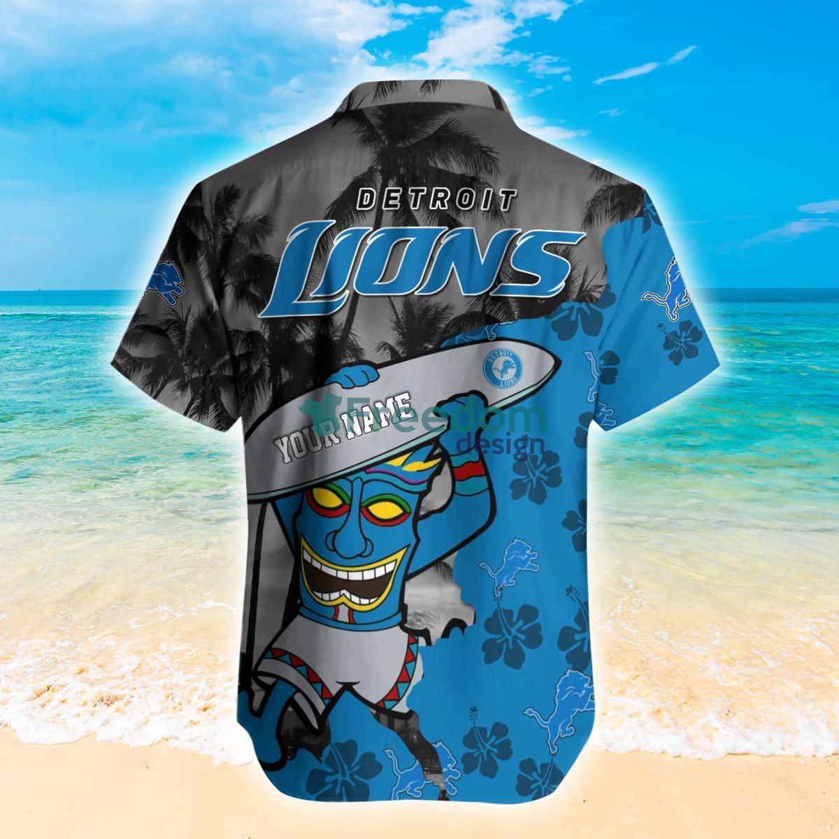 Detroit Lions NFL Custom Name Hawaiian Shirt Hot Design For Fans