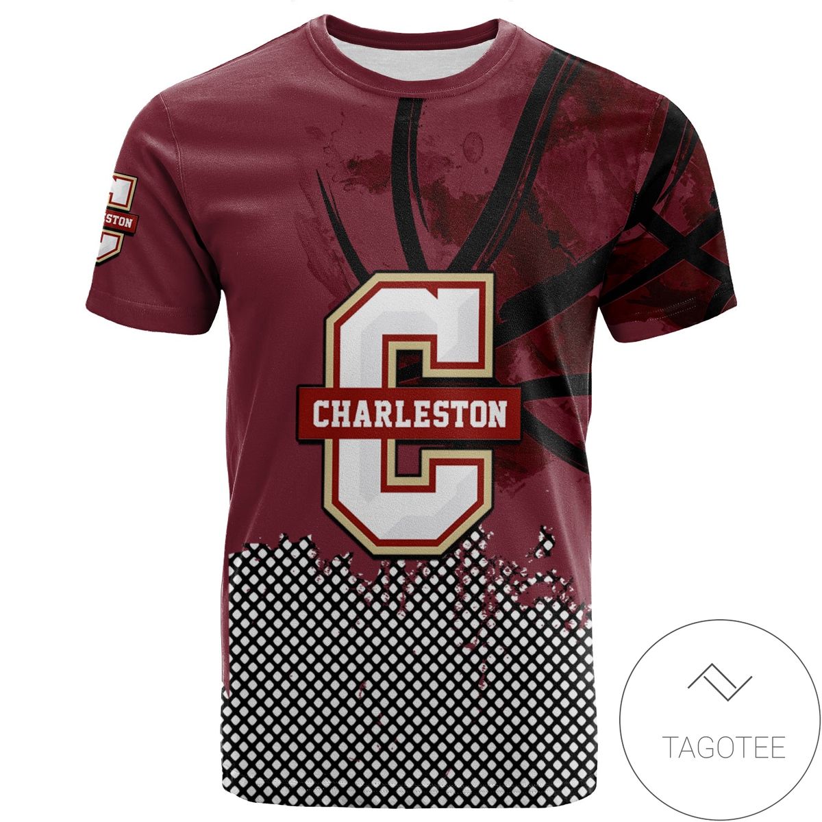 College of Charleston Cougars All Over Print T-shirt Men’s Basketball Net Grunge Pattern – NCAA College of Charleston Cougars All Over Print T-shirt Men’s Basketball Net Grunge Pattern – NCAA