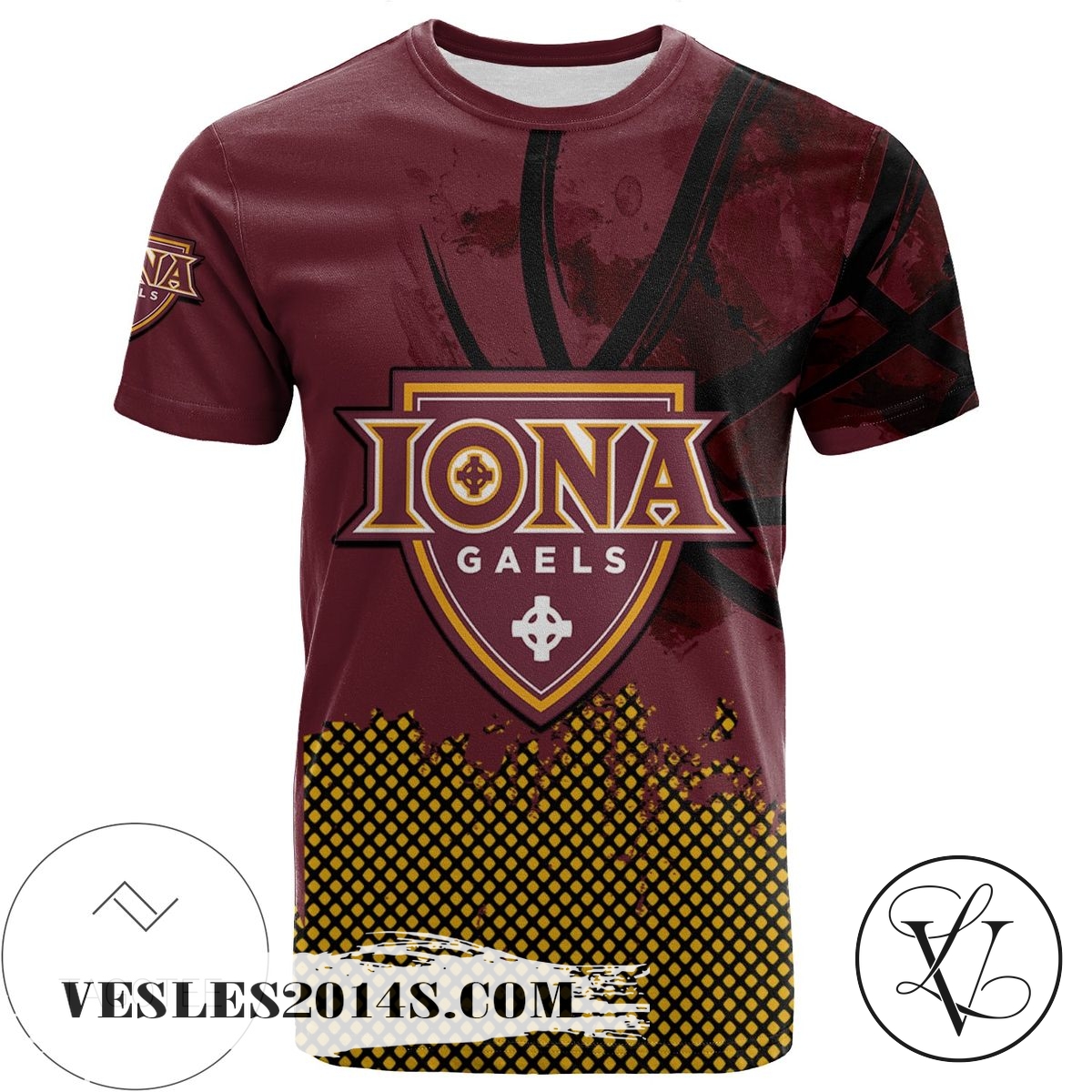 Iona Gaels All Over Print T-shirt Men’s Basketball Net Grunge Pattern – NCAA Iona Gaels All Over Print T-shirt Men’s Basketball Net Grunge Pattern – NCAA