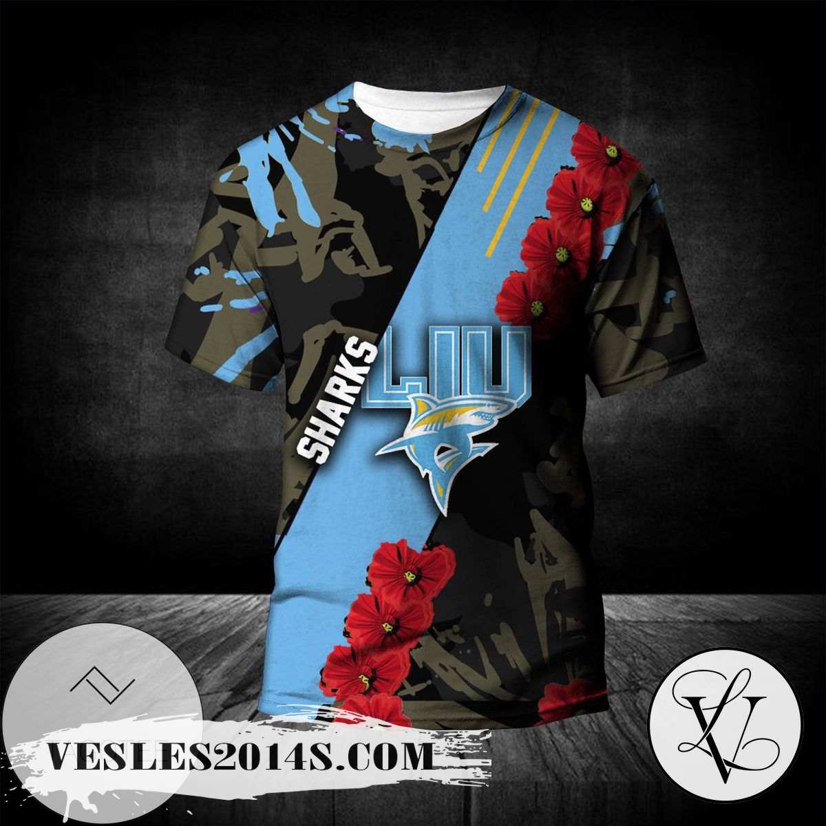 LIU Sharks All Over Print T-shirt Sport Style Keep Go On – NCAA LIU Sharks All Over Print T-shirt Sport Style Keep Go On – NCAA