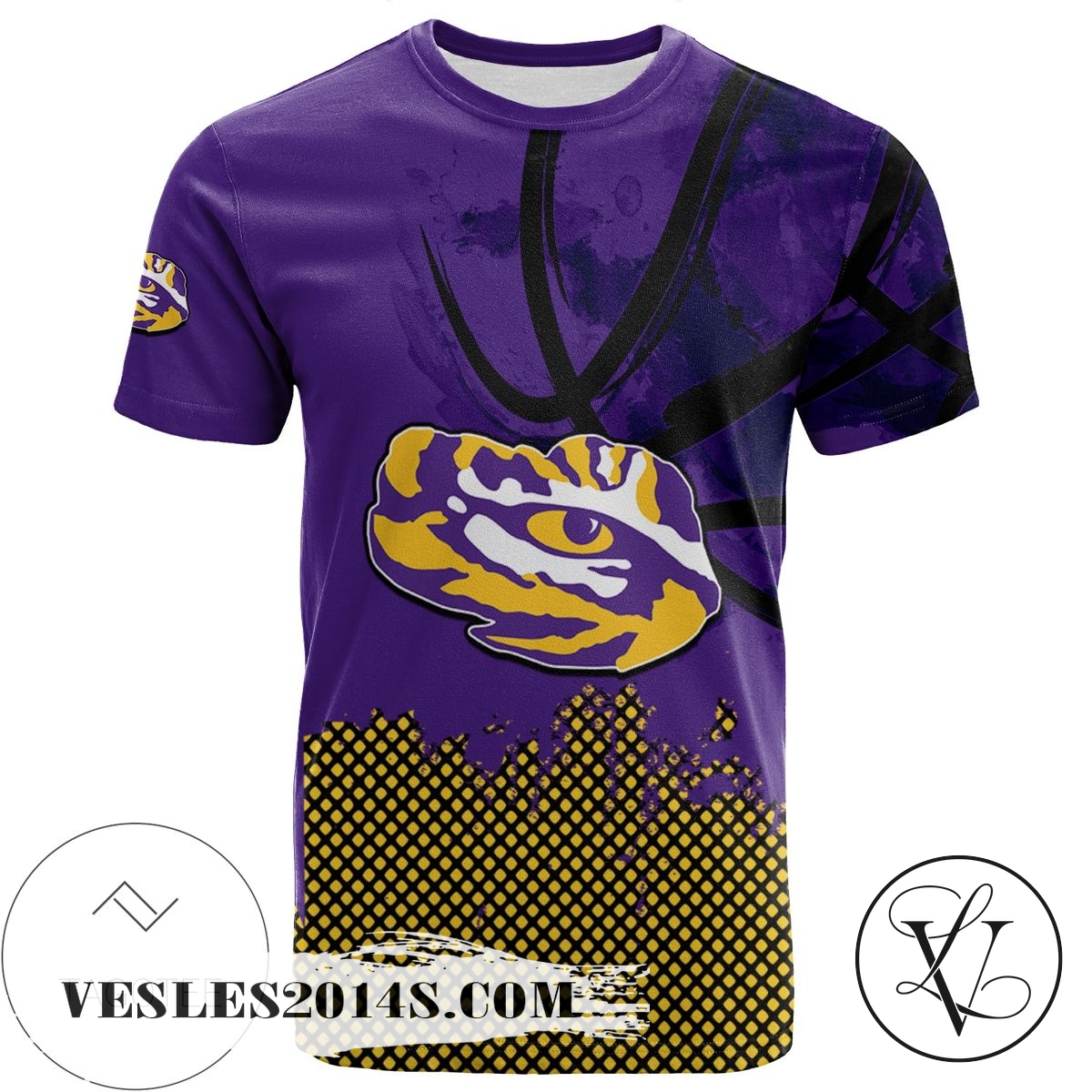 LSU Tigers All Over Print T-shirt Men’s Basketball Net Grunge Pattern – NCAA LSU Tigers All Over Print T-shirt Men’s Basketball Net Grunge Pattern – NCAA