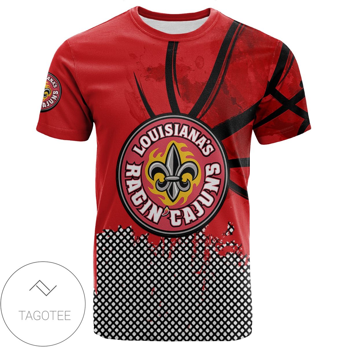Louisiana Ragin Cajuns All Over Print T-shirt Men’s Basketball Net Grunge Pattern – NCAA Louisiana Ragin Cajuns All Over Print T-shirt Men’s Basketball Net Grunge Pattern – NCAA