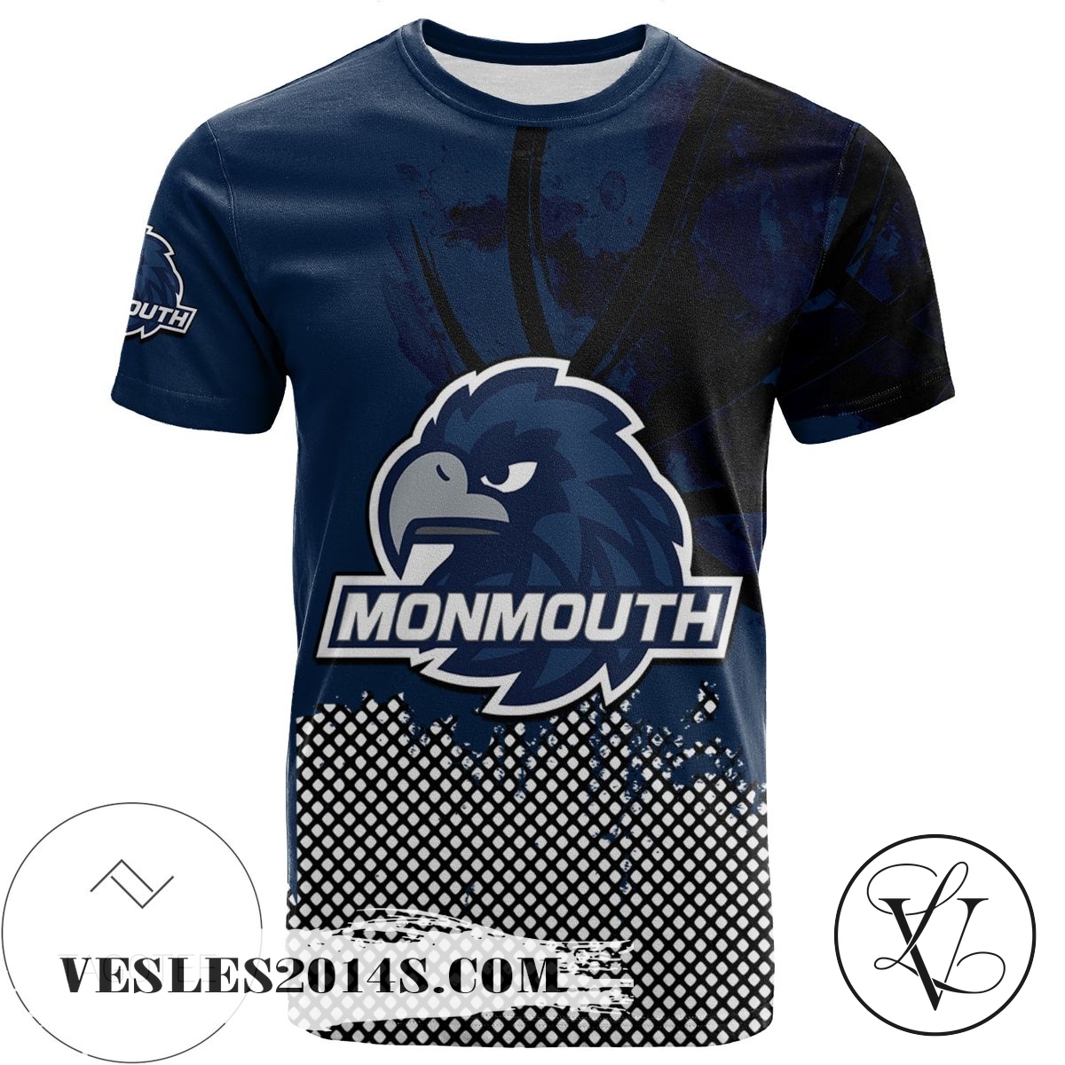 Monmouth Hawks All Over Print T-shirt Men’s Basketball Net Grunge Pattern – NCAA Monmouth Hawks All Over Print T-shirt Men’s Basketball Net Grunge Pattern – NCAA