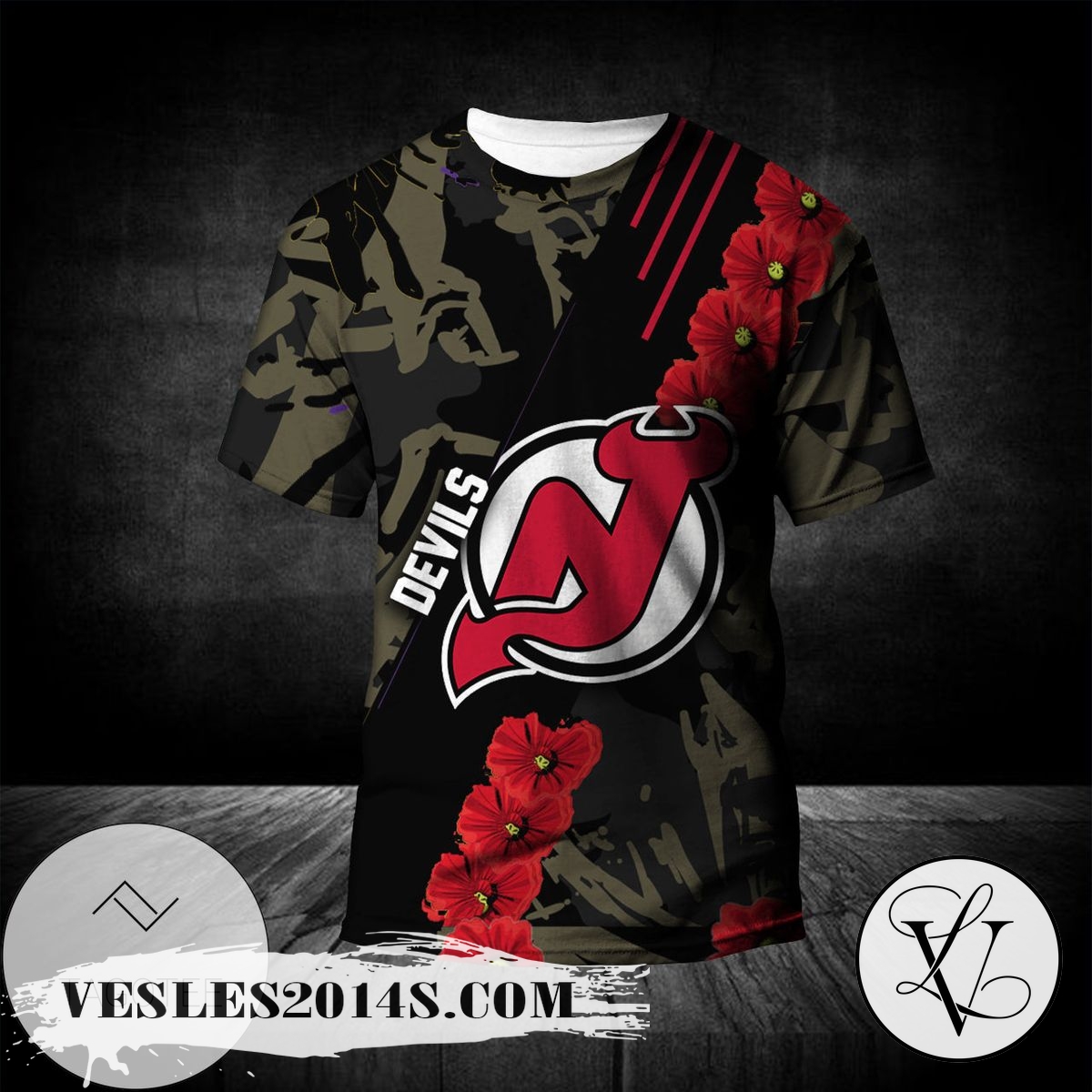 New Jersey Devils All Over Print T-shirt Sport Style Keep Go on – NHL New Jersey Devils All Over Print T-shirt Sport Style Keep Go on – NHL