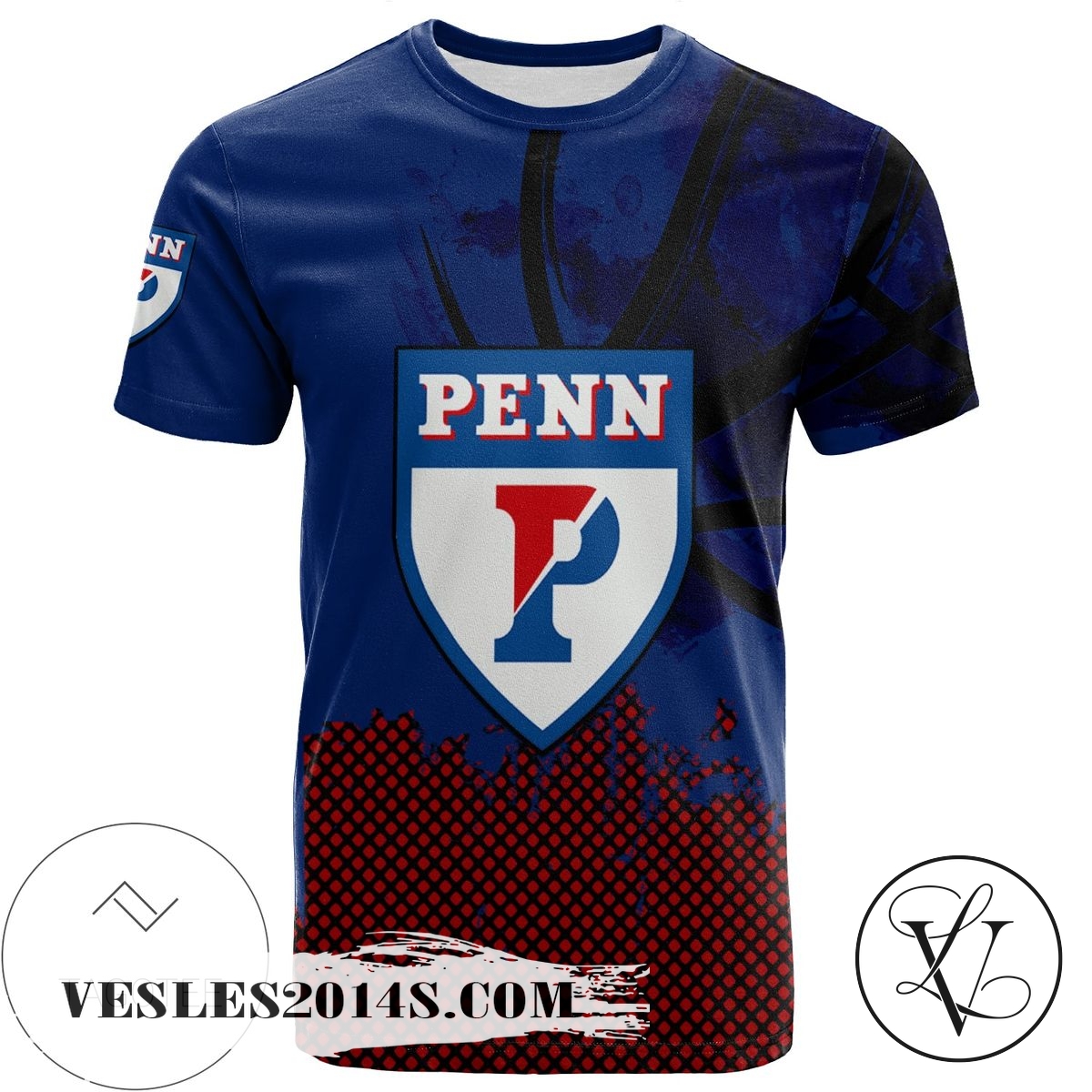 Penn Quakers All Over Print T-shirt Men’s Basketball Net Grunge Pattern – NCAA Penn Quakers All Over Print T-shirt Men’s Basketball Net Grunge Pattern – NCAA