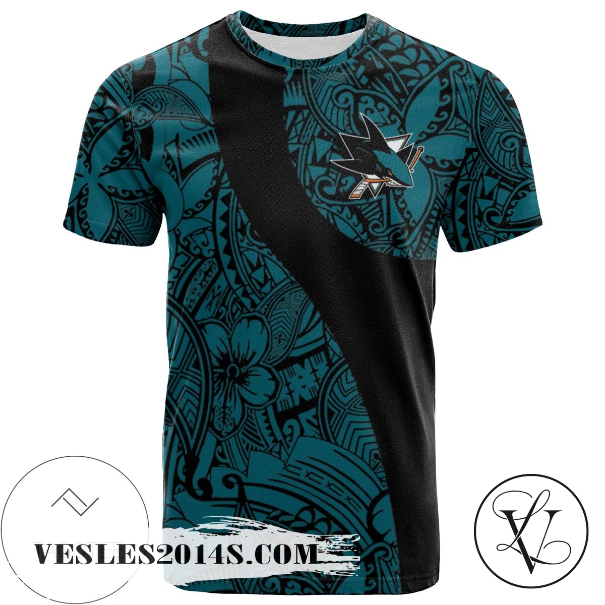 San Jose Sharks All Over Print T-shirt Polynesian – NHL San Jose Sharks All Over Print T-shirt Polynesian – NHL