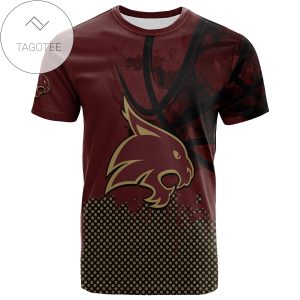 Texas State Bobcats All Over Print T-shirt Men’s Basketball Net Grunge Pattern – NCAA