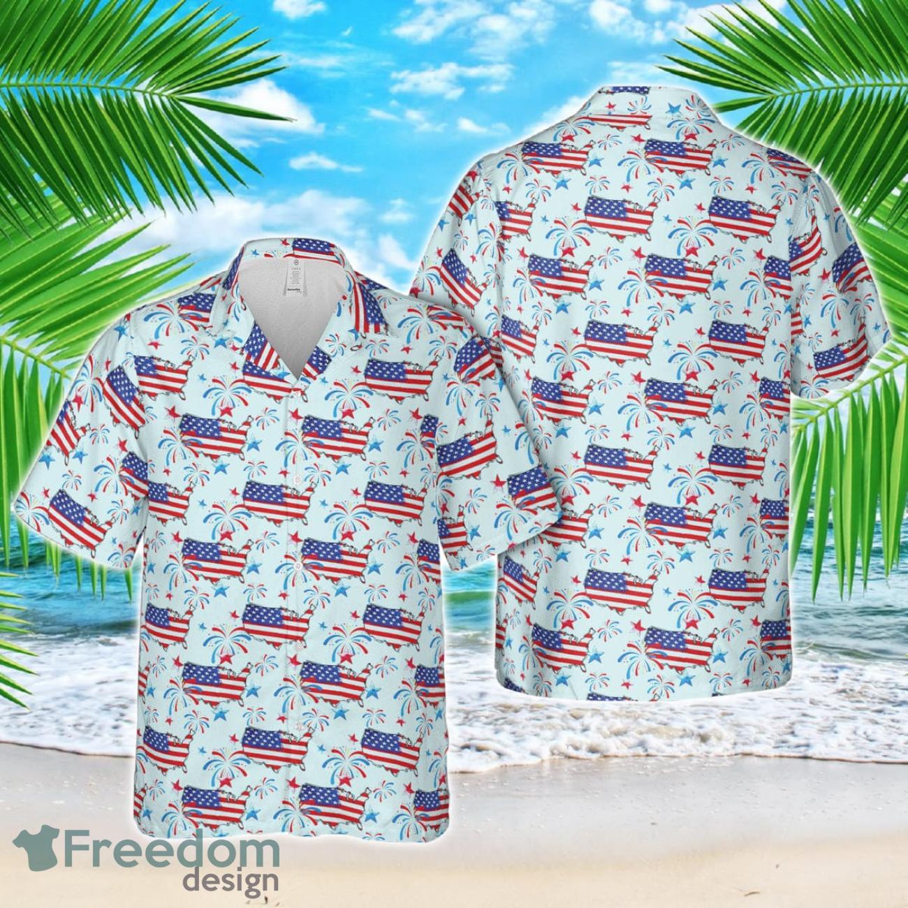 American Map 4th Of July Hawaiian Shirt 3D Printed Beach Lover Gift American Map 4th Of July Hawaiian Shirt 3D Printed Beach Lover Gift