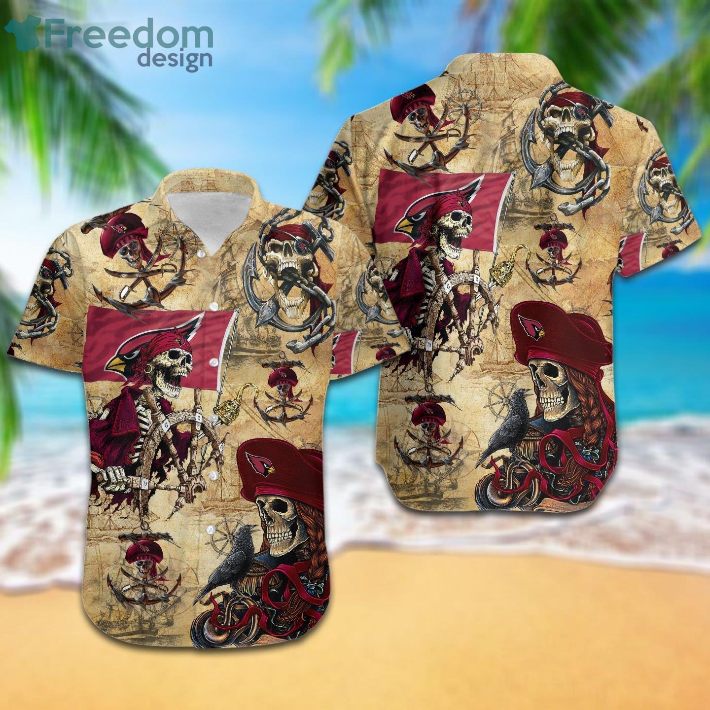 Arizona Cardinals Pirates Fans Pirates Skull Hawaiian Shirt Arizona Cardinals Pirates Fans Pirates Skull Hawaiian Shirt