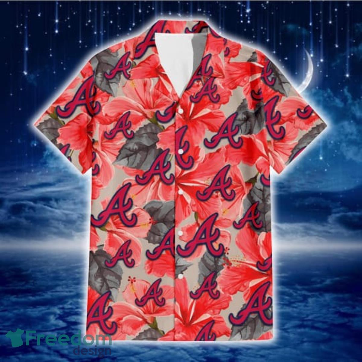Atlanta-Braves-Red-Hibiscus-Gray-Leaf-Beige-Background-3D-Hawaiian-Shirt-Gift-For-Fans-1