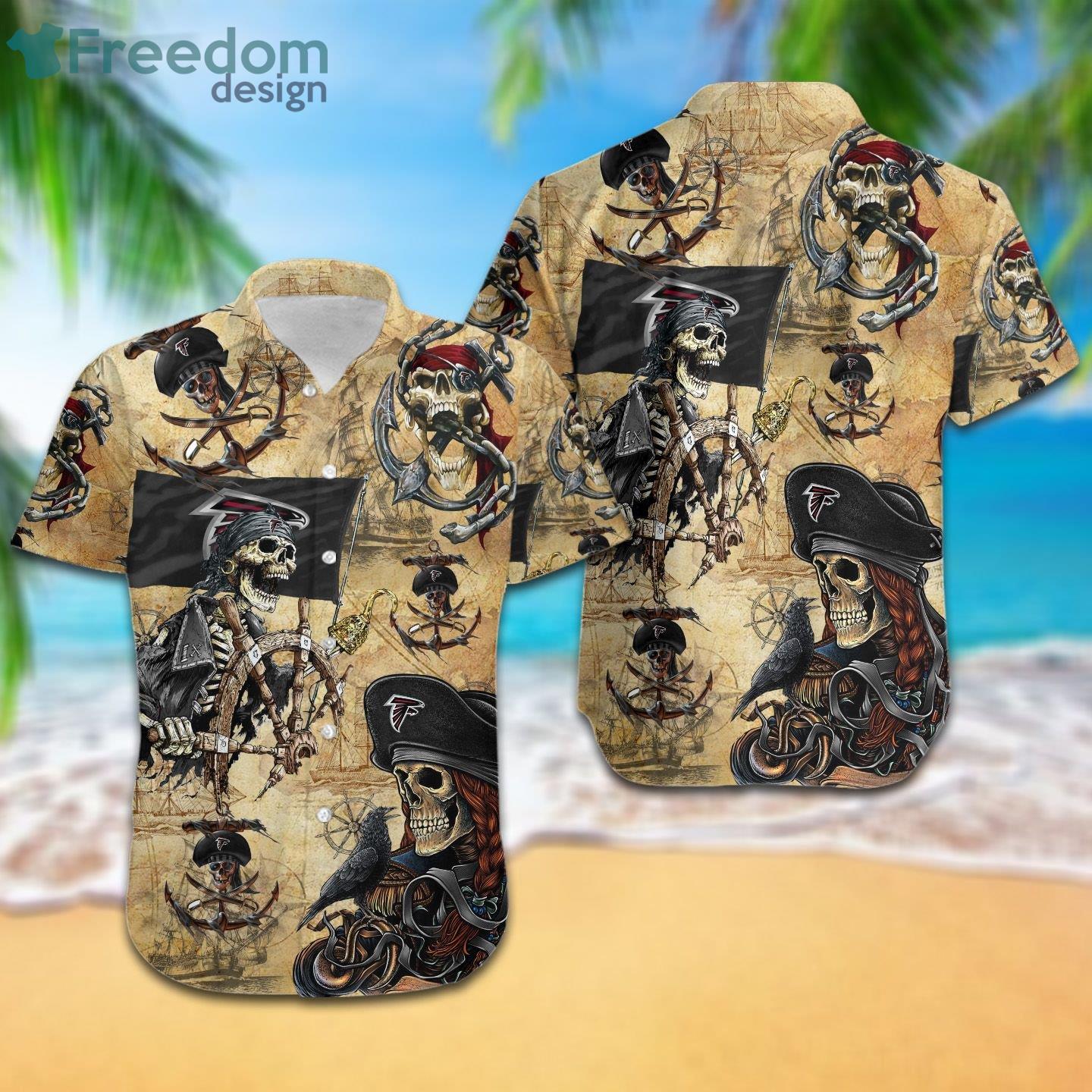 Atlanta Falcons Pirates Fans Pirates Skull Hawaiian Shirt Atlanta Falcons Pirates Fans Pirates Skull Hawaiian Shirt