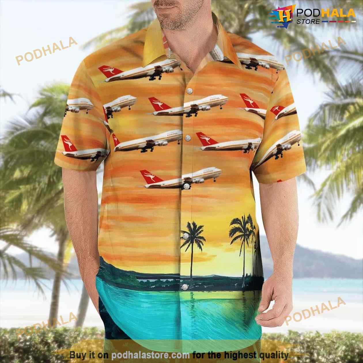 Australia Qantas Boeing 747-238B Hawaiian Shirt Man