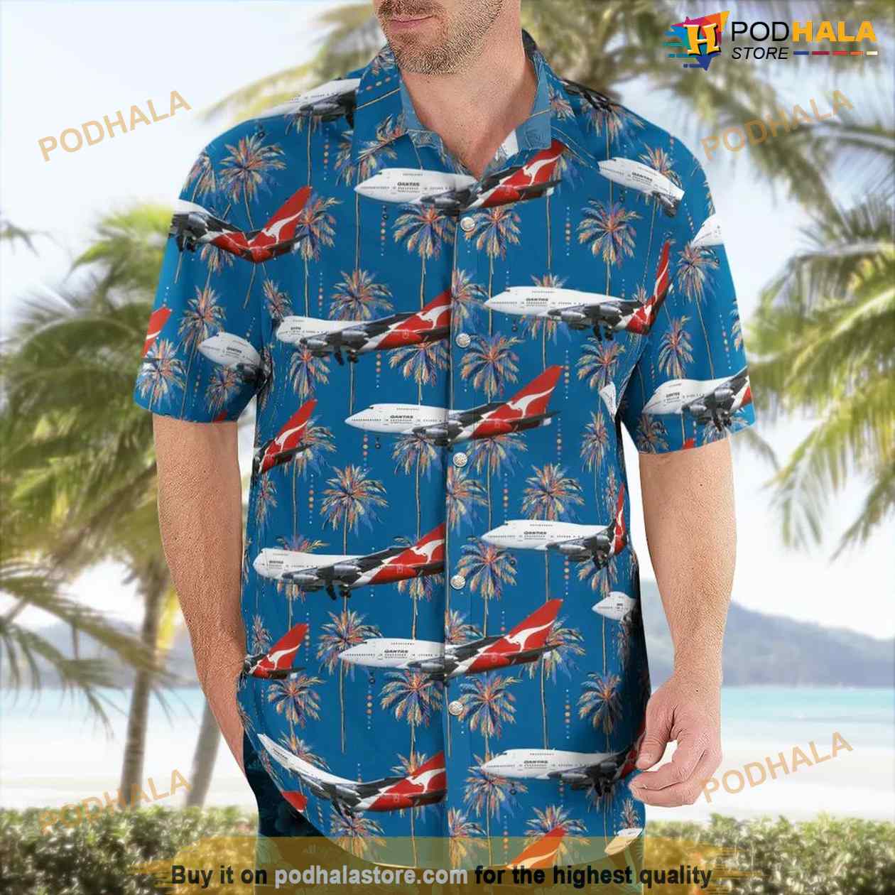 Australia Qantas Boeing 747SP-38 Cheap Hawaiian Shirt