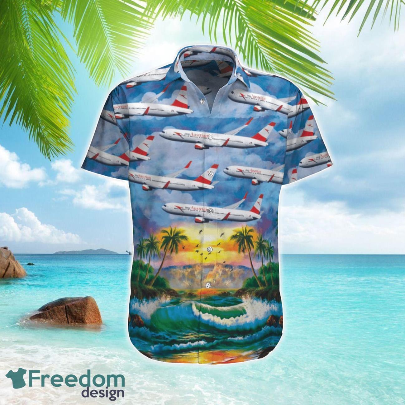 Austrian Airlines Boeing 767-31AER Hawaiian Shirt Button Shirt Austrian Airlines Boeing 767-31AER Hawaiian Shirt Button Shirt