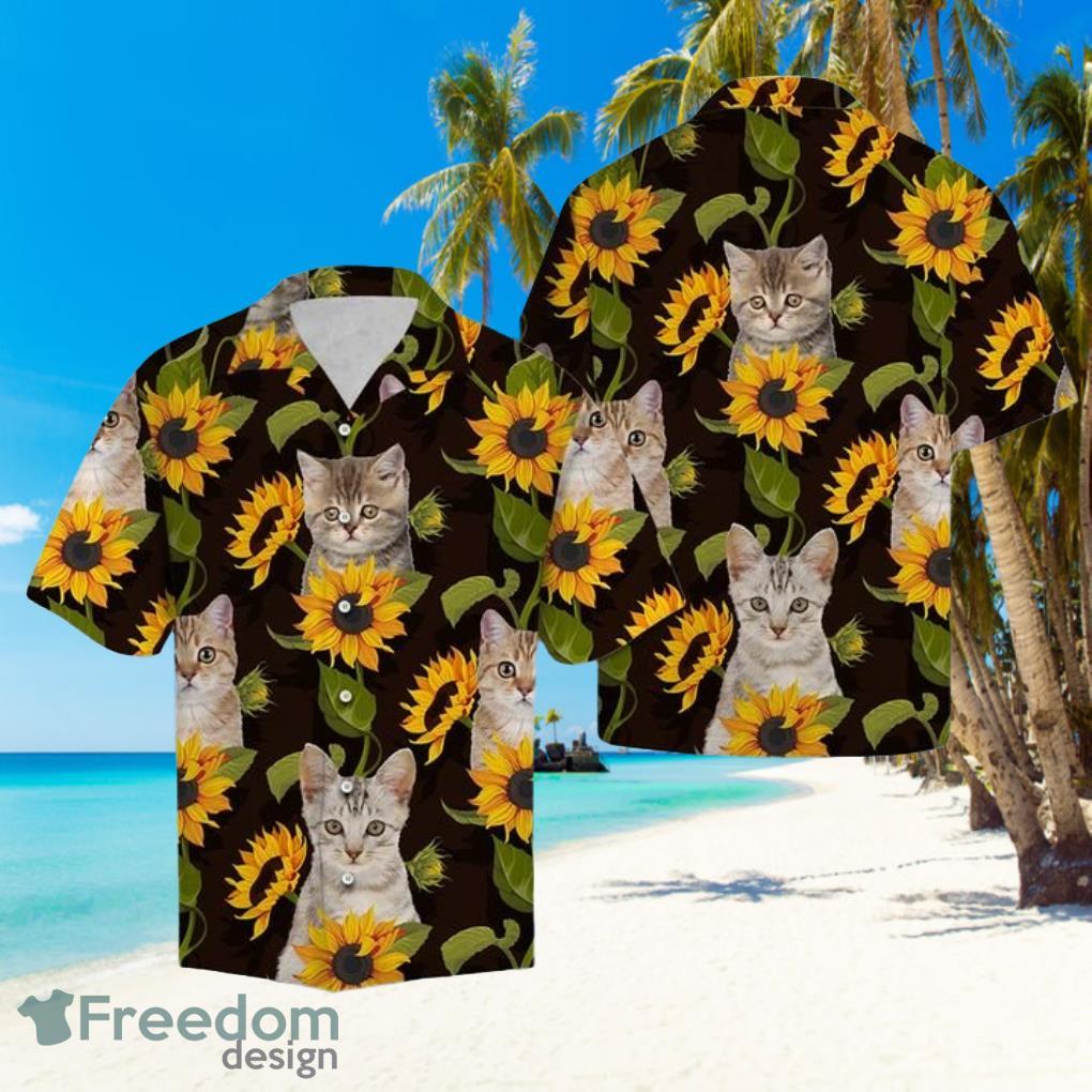Baby Cat Sunflower Hawaiian Summer Beach Shirt Full Print Baby Cat Sunflower Hawaiian Summer Beach Shirt Full Print