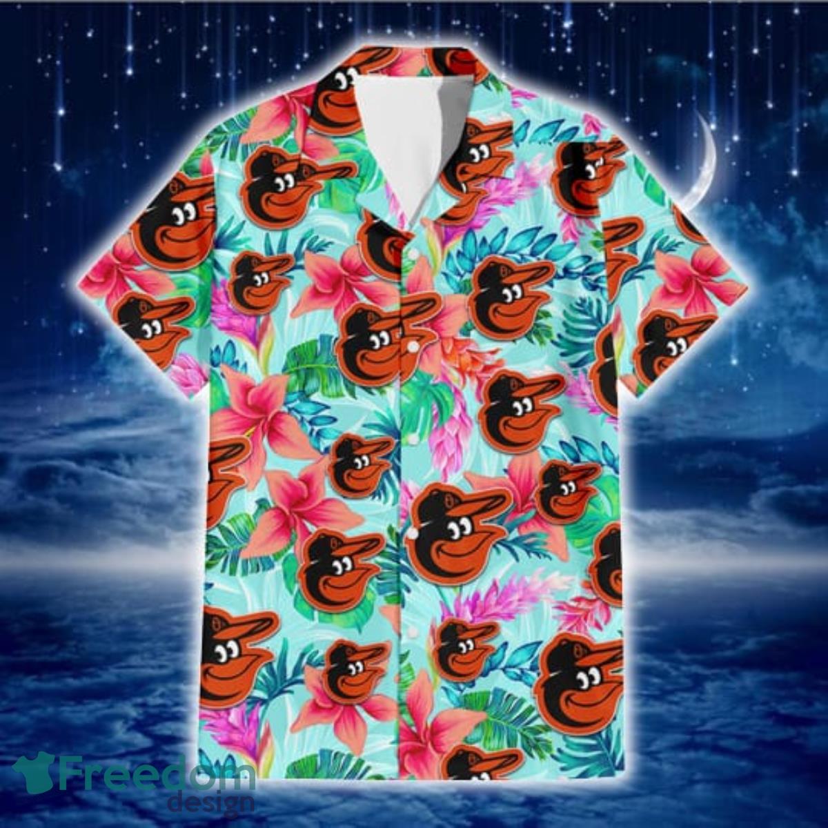Baltimore-Orioles-Coral-Porcelain-Flower-Violet-Orchid-Light-Blue-Background-3D-Hawaiian-Shirt-Gift-For-Fans-1