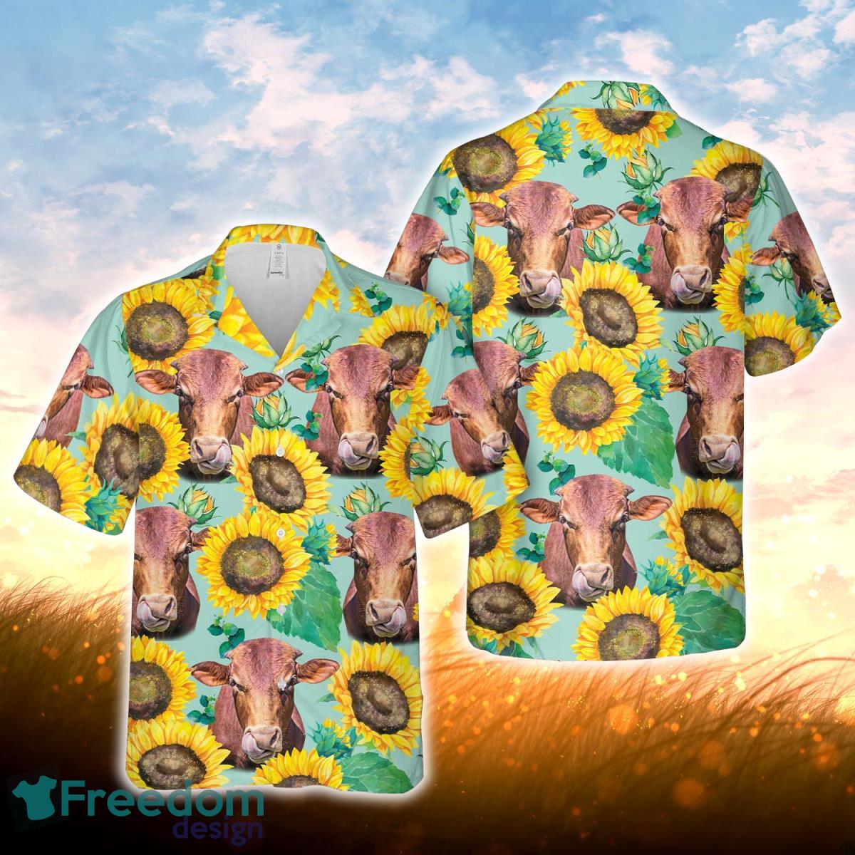 Beefmaster Sunflowers Floral Farm 3D Hawaiian Shirt For Men Women Beefmaster Sunflowers Floral Farm 3D Hawaiian Shirt For Men Women