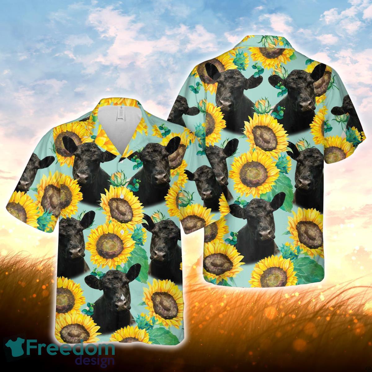 Belted Galloway Sunflowers Floral Farm 3D Hawaiian Shirt For Men Women Belted Galloway Sunflowers Floral Farm 3D Hawaiian Shirt For Men Women
