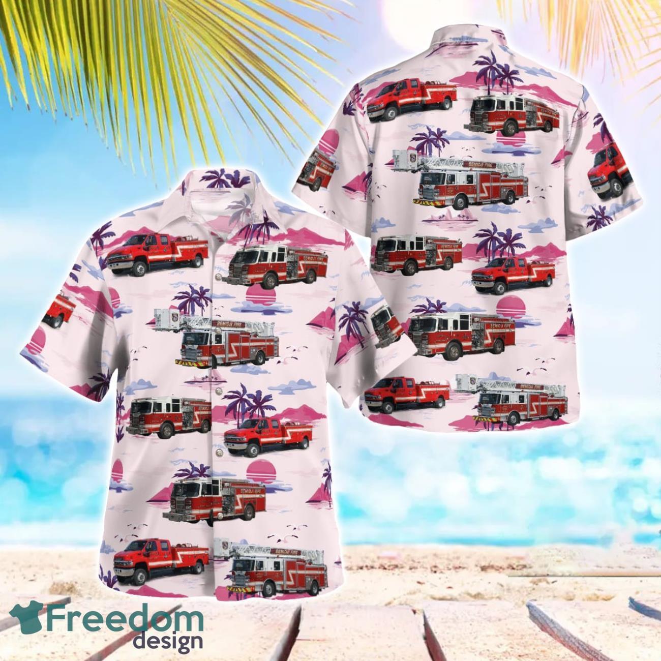 Bemidji Fire Trucks Beach Hawaiian Shirt Gift For Summer Holiday Bemidji Fire Trucks Beach Hawaiian Shirt Gift For Summer Holiday