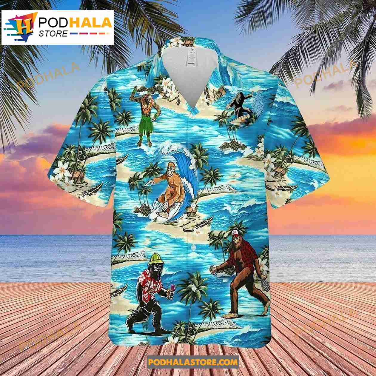 Bigfoot-Surfing-Summer-Vintage-Beach-Carrying-Hotdog-Button-Down-Hawaiian-Shirt.jpg
