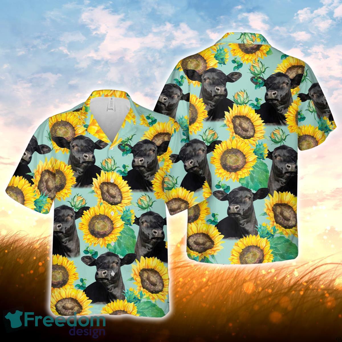 Black Angus Sunflowers Floral Farm 3D Hawaiian Shirt For Men Women Black Angus Sunflowers Floral Farm 3D Hawaiian Shirt For Men Women