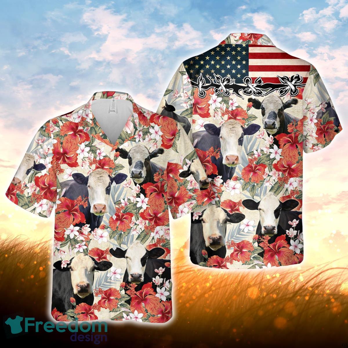 Black Baldy Hibicus Floral US Flag 3D Hawaiian Shirt For Men Women Black Baldy Hibicus Floral US Flag 3D Hawaiian Shirt For Men Women
