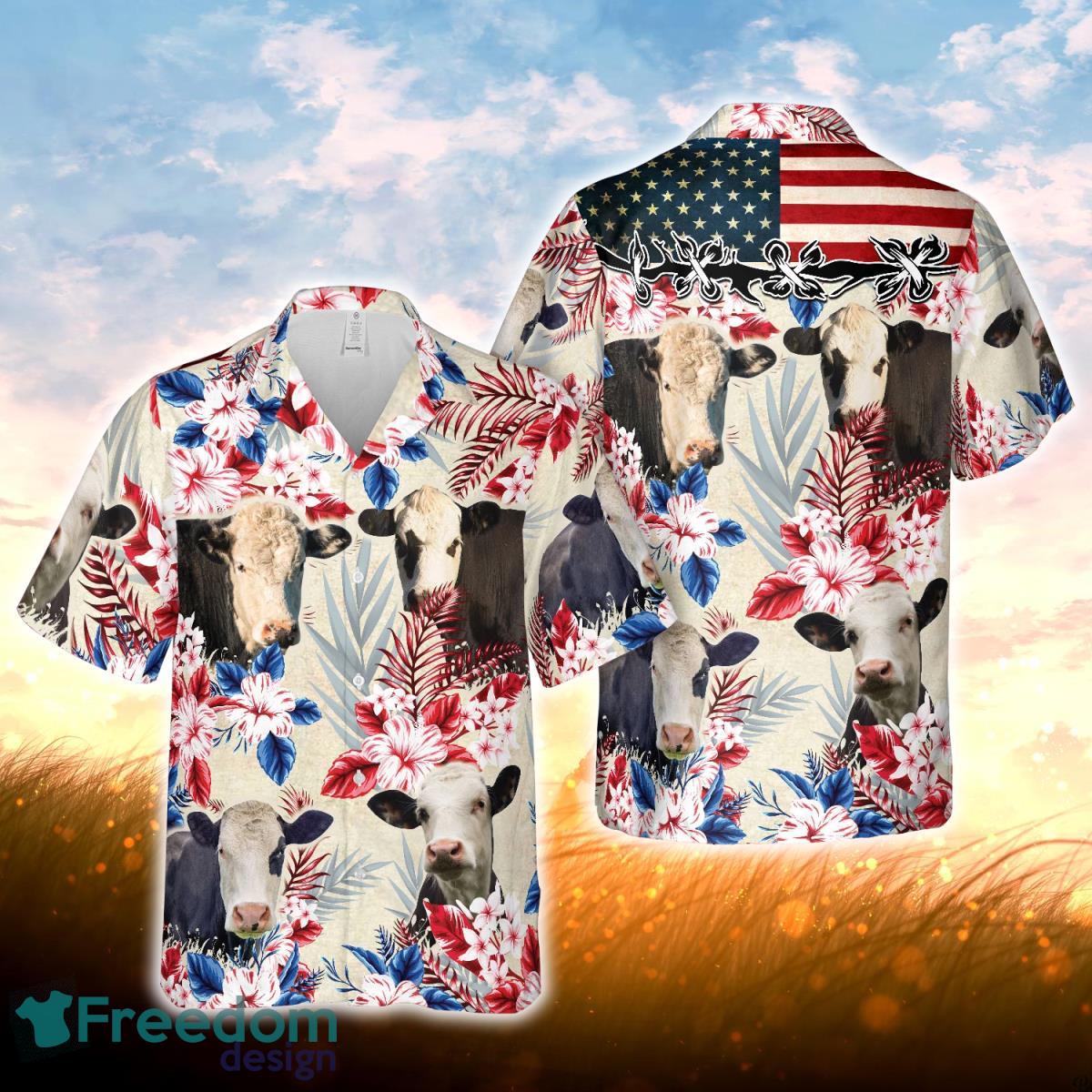 Black Baldy Pattern US FLAG Hawaiian Shirt For Men Women Black Baldy Pattern US FLAG Hawaiian Shirt For Men Women