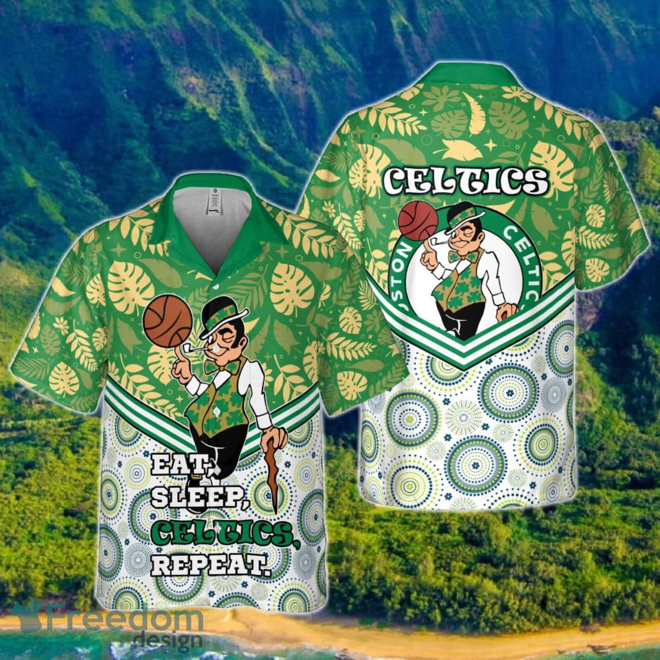Boston Celtics Eat Sleep Heat Repeat Flower Pattern Print Hawaiian Shirt Boston Celtics Eat Sleep Heat Repeat Flower Pattern Print Hawaiian Shirt