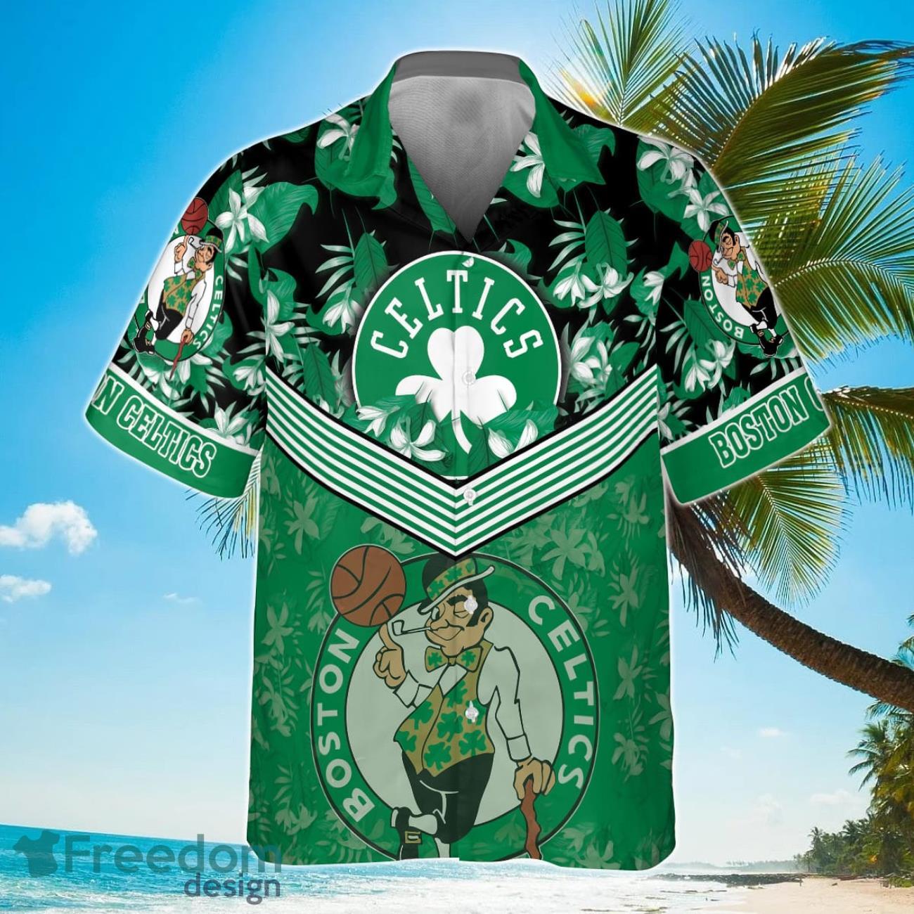 Boston Celtics Green Hibiscus Flower Pattern Print Hawaiian Shirt For Men Women