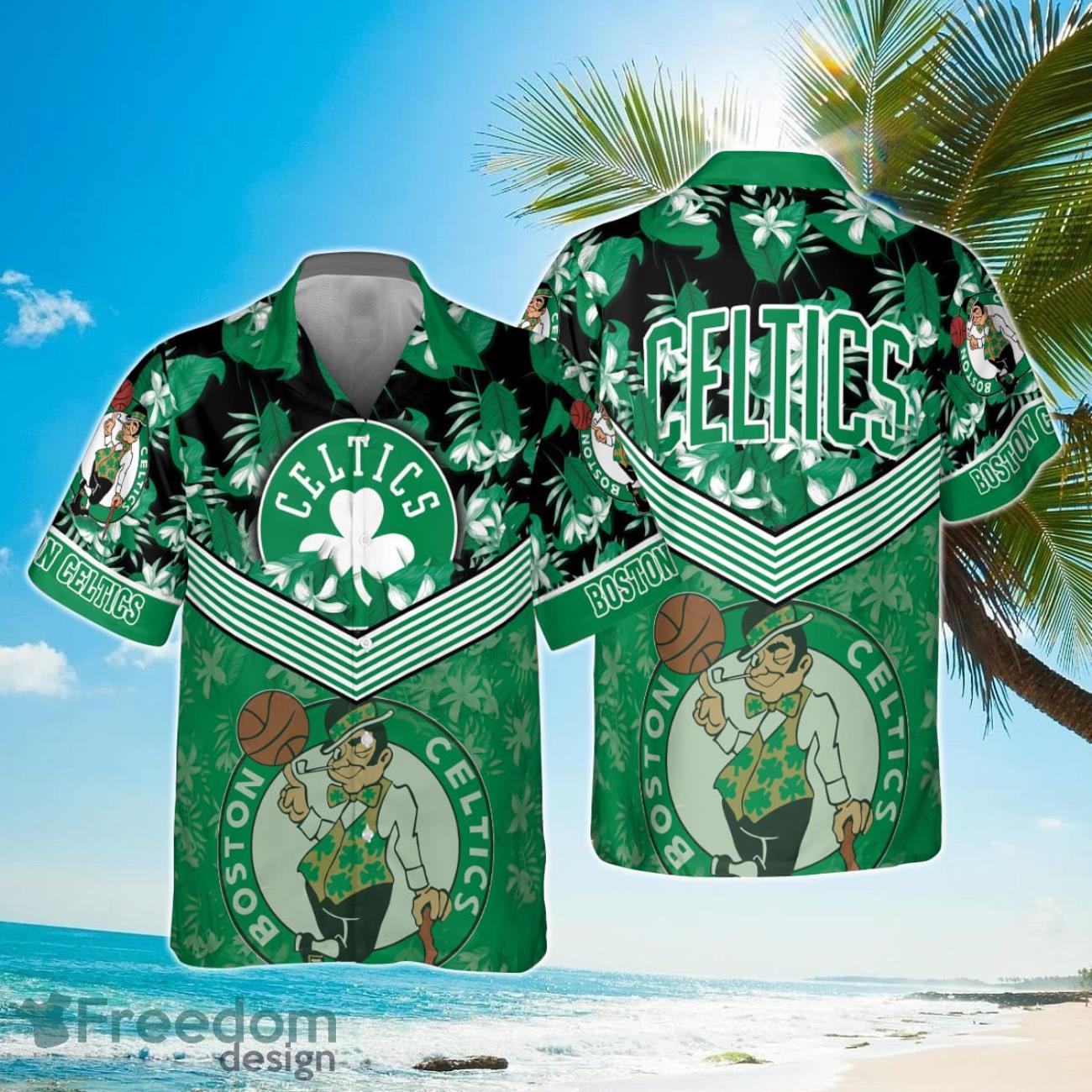 Boston Celtics Green Hibiscus Flower Pattern Print Hawaiian Shirt For Men Women Boston Celtics Green Hibiscus Flower Pattern Print Hawaiian Shirt For Men Women
