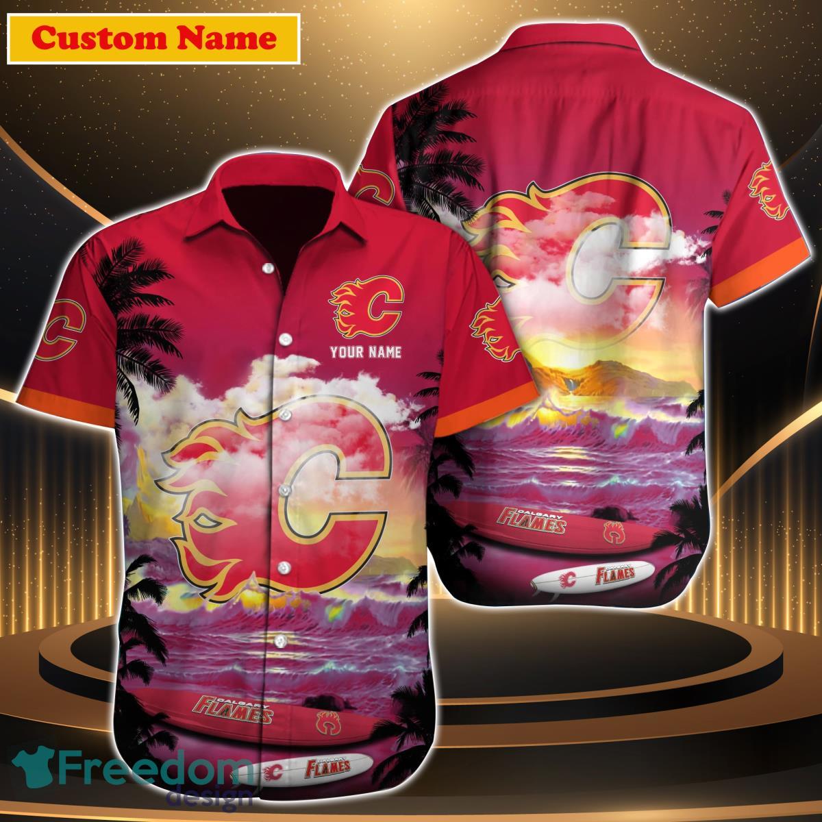 Calgary Flames NHL Custom Name Hawaiian Shirt Great Gift For Men Women Fans Calgary Flames NHL Custom Name Hawaiian Shirt Great Gift For Men Women Fans