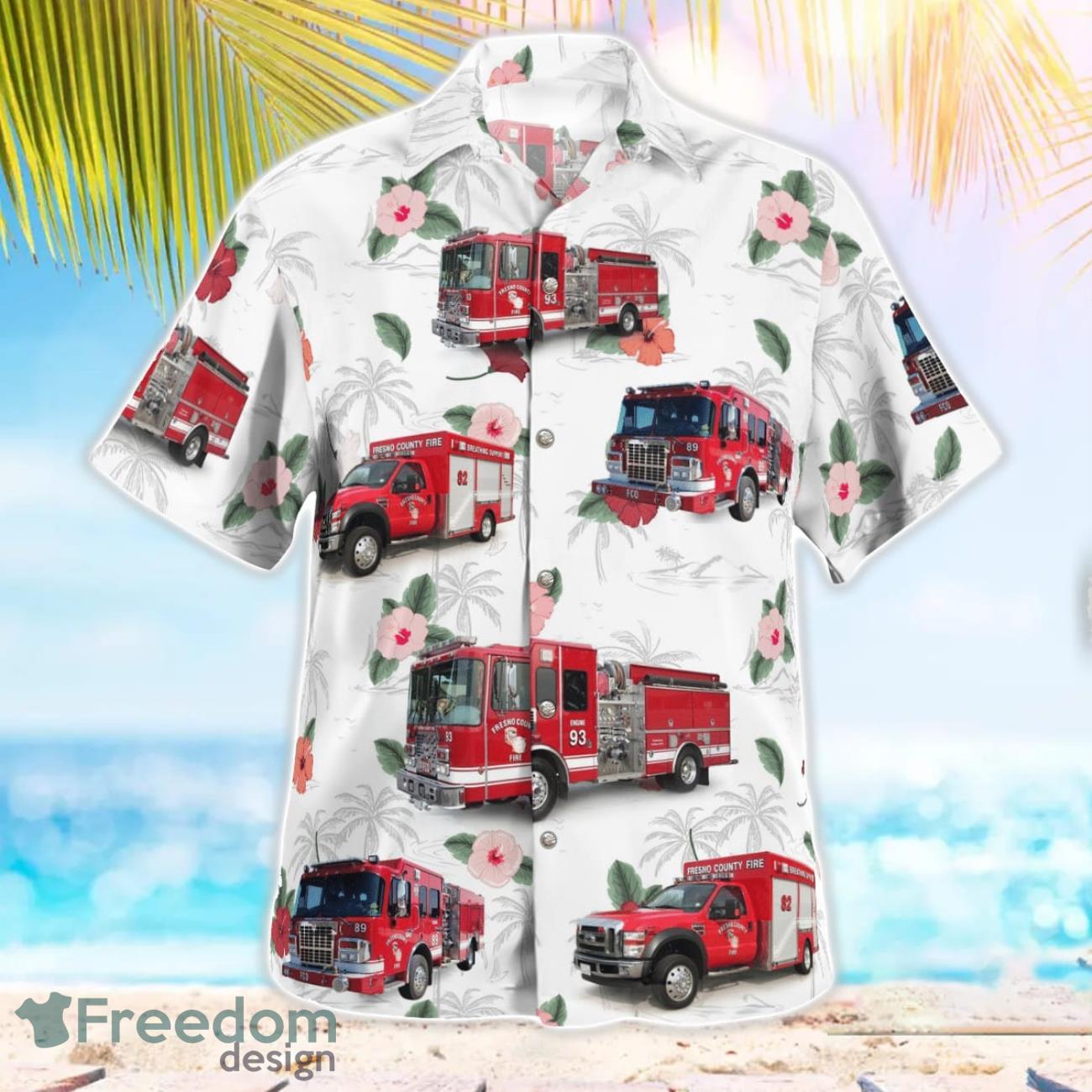 California Fresno County Fire Hawaiian Shirt Button Summer Shirt
