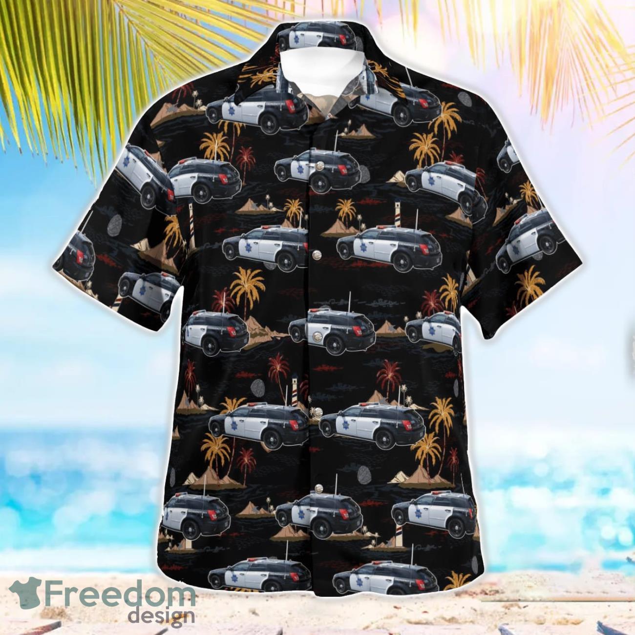 California San Francisco Police Car Hawaiian Shirt Button Summer Shirt