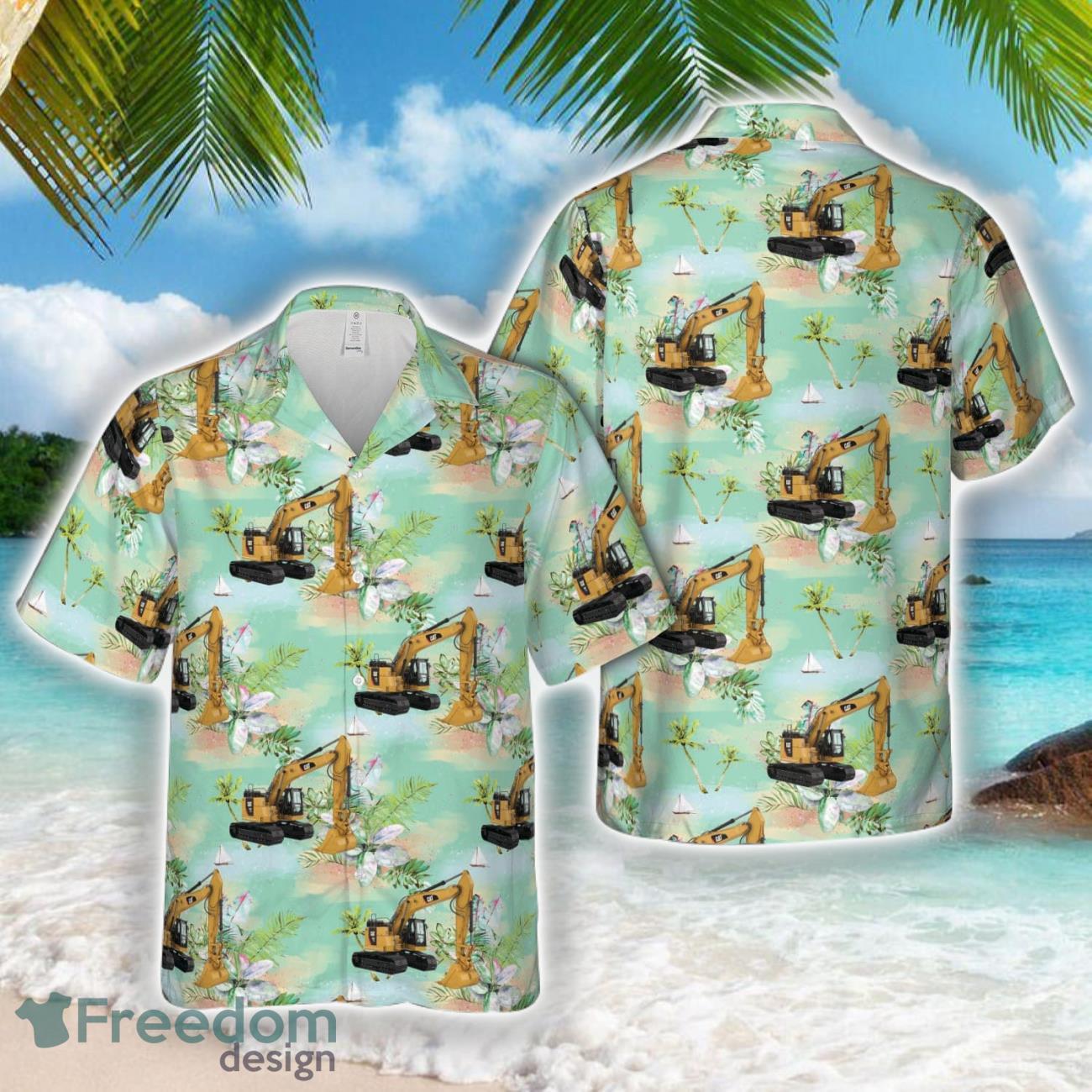 Cat 335F L CR Hydraulic Excavator Hawaiian Shirt 3D Printed Shirt Cat 335F L CR Hydraulic Excavator Hawaiian Shirt 3D Printed Shirt