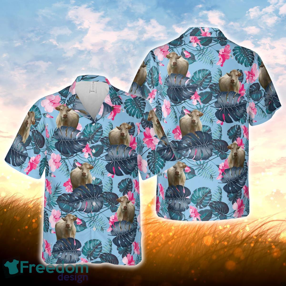 Charolais Blue Hibiscus Hawaiian Shirt For Men Women Charolais Blue Hibiscus Hawaiian Shirt For Men Women