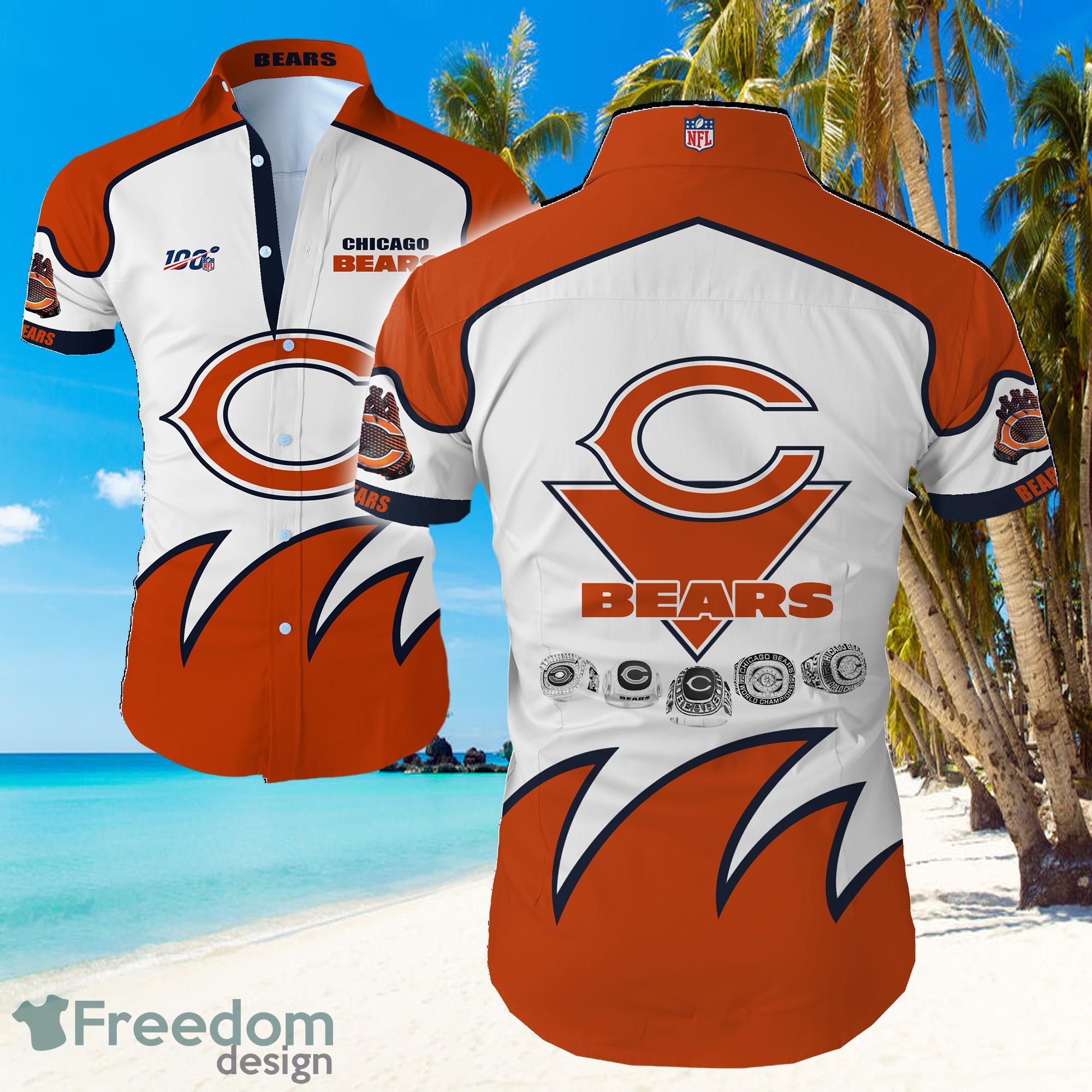Chicago Bears Big Logo NFL Hawaiian Summer Beach Shirt Full Print Chicago Bears Big Logo NFL Hawaiian Summer Beach Shirt Full Print