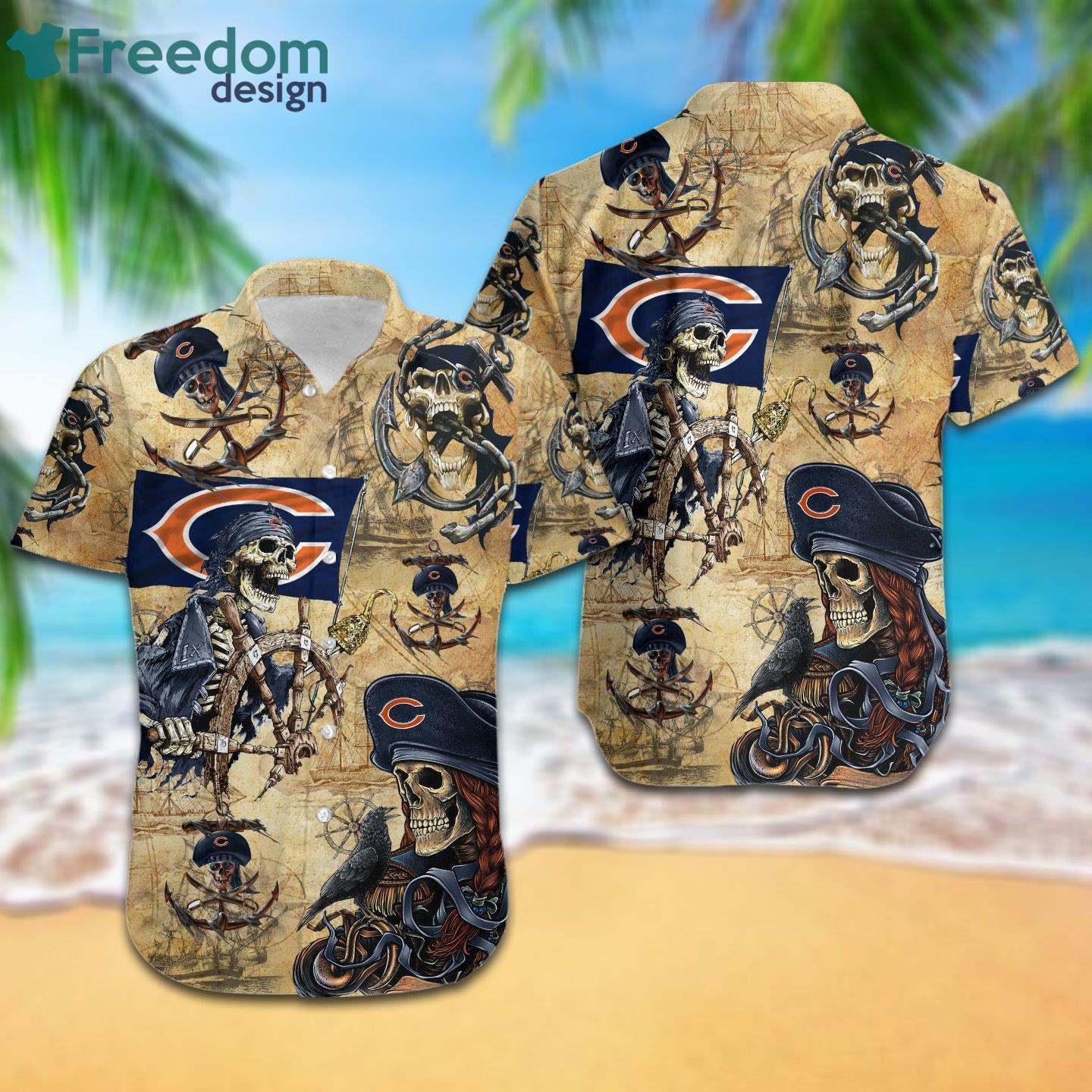Chicago Bears Pirates Fans Pirates Skull Hawaiian Shirt Chicago Bears Pirates Fans Pirates Skull Hawaiian Shirt