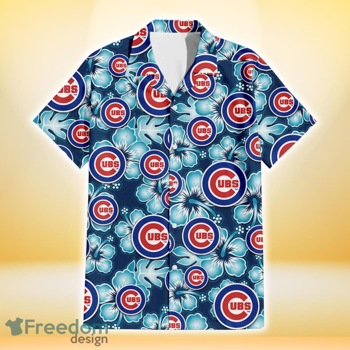 Chicago-Cubs-Dark-Turquoise-Hibiscus-Navy-Background-3D-Hawaiian-Shirt-Gift-For-Fans-1