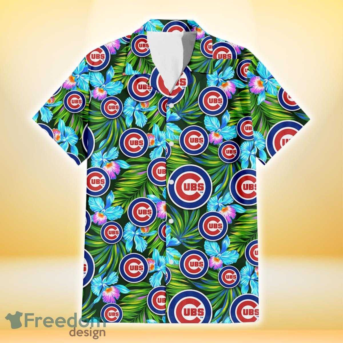 Chicago-Cubs-Electro-Color-Hibiscus-Black-Background-3D-Hawaiian-Shirt-Gift-For-Fans-1