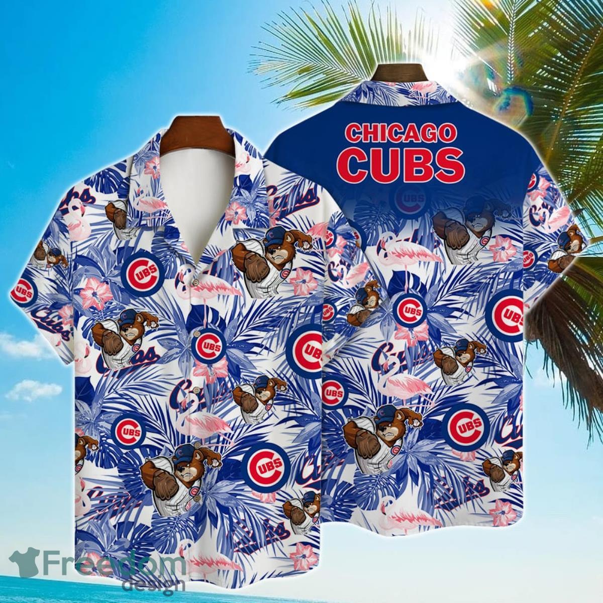 Chicago Cubs Major League Baseball Mascot And Hibiscus Pattern 3D Print Hawaiian Shirt Chicago Cubs Major League Baseball Mascot And Hibiscus Pattern 3D Print Hawaiian Shirt