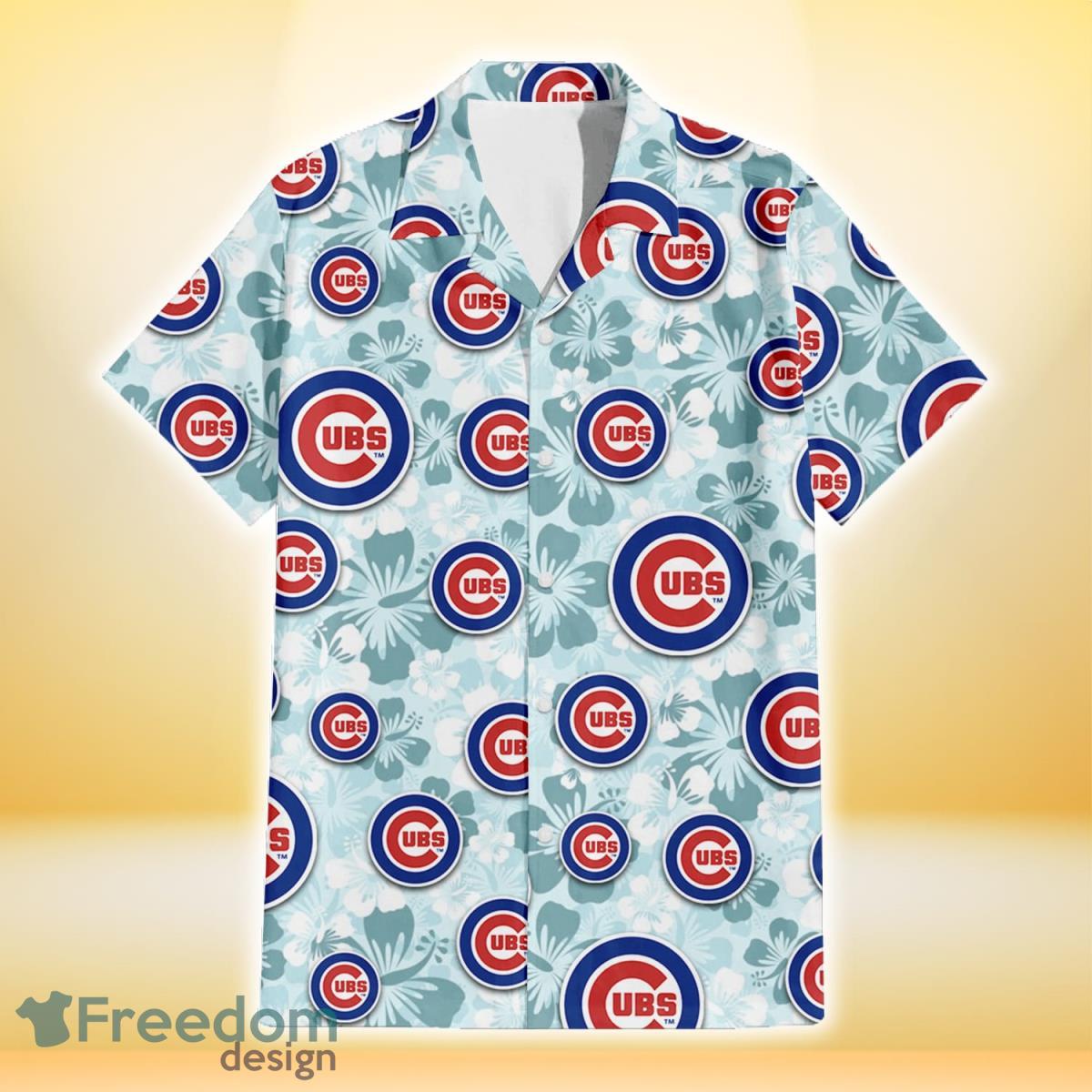 Chicago-Cubs-Pale-Turquoise-Hibiscus-Light-Cyan-Background-3D-Hawaiian-Shirt-Gift-For-Fans-1