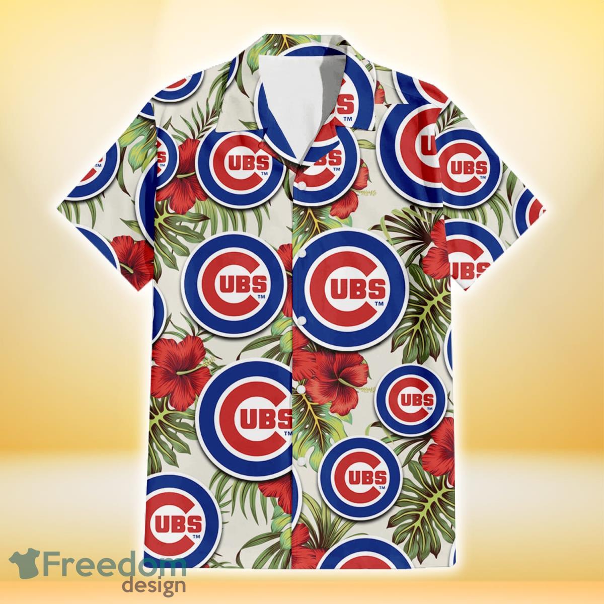 Chicago-Cubs-Red-Hibiscus-Green-Tropical-Leaf-Cream-Background-3D-Hawaiian-Shirt-Gift-For-Fans-1