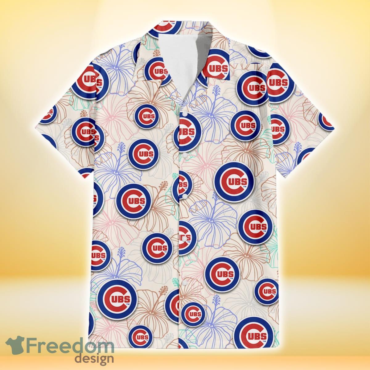 Chicago-Cubs-Sketch-Pastel-Hibiscus-Beige-Background-3D-Hawaiian-Shirt-Gift-For-Fans-1
