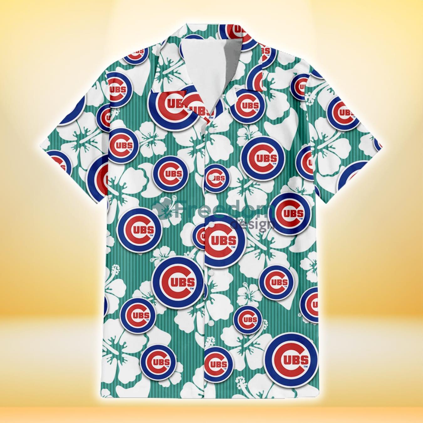 Chicago-Cubs-White-Hibiscus-Turquoise-Stripe-Background-3D-Hawaiian-Shirt-Gift-For-Fans-1