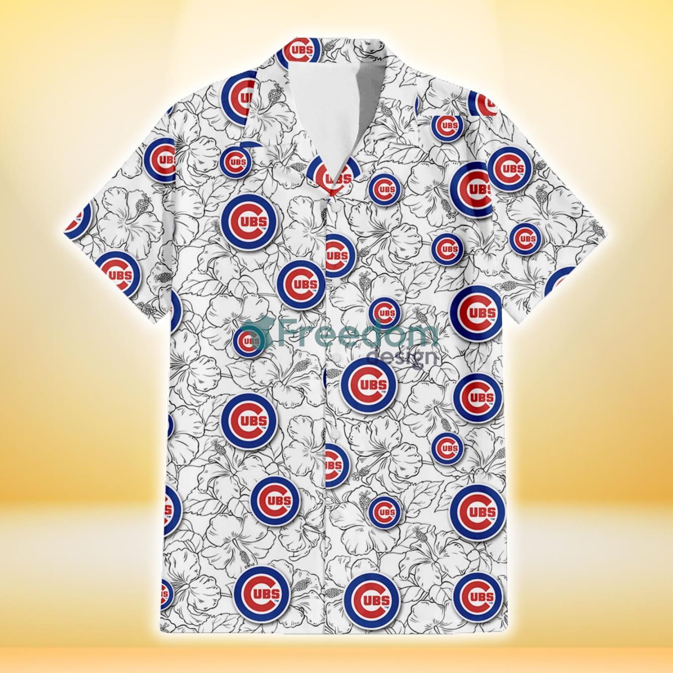Chicago-Cubs-White-Sketch-Hibiscus-Pattern-White-Background-3D-Hawaiian-Shirt-Gift-For-Fans-1