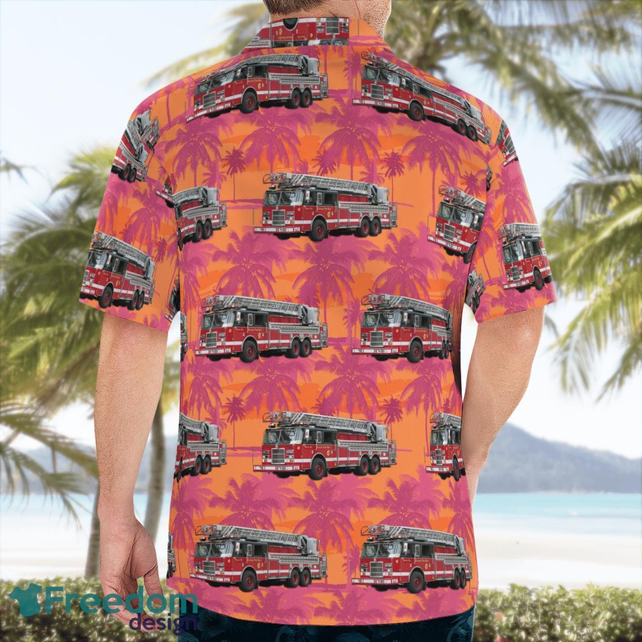 Chicago Fire Department CFD Illinois Truck Summer Hawaiian Shirt