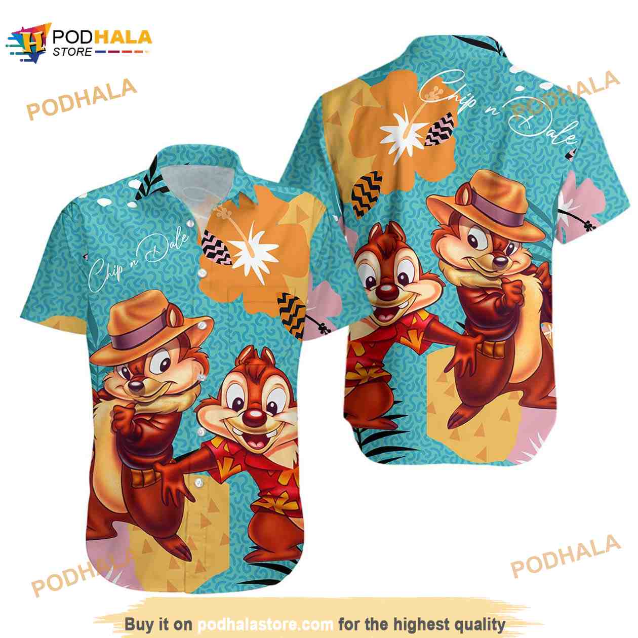 Chip-N-Dale-Green-Orange-Brown-Patterns-Disney-Hawaiian-Shirt.jpg