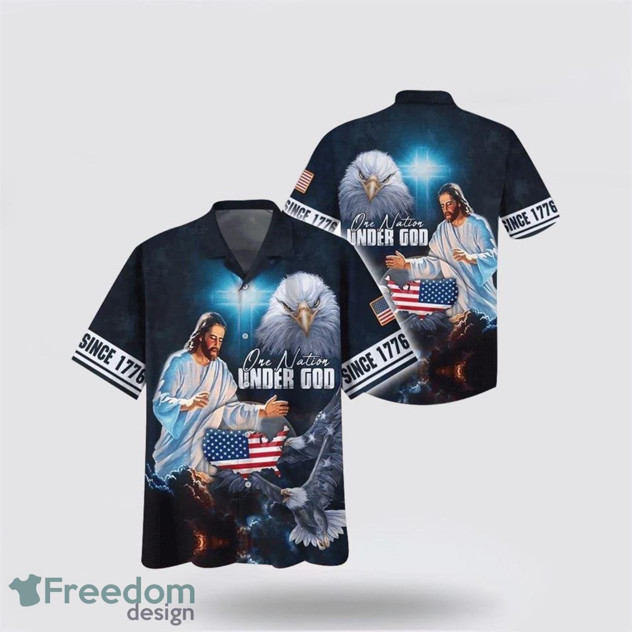 Christian Jesus One Nation Under God AOP Hawaiian Shirt Summer Holiday Gift Christian Jesus One Nation Under God AOP Hawaiian Shirt Summer Holiday Gift