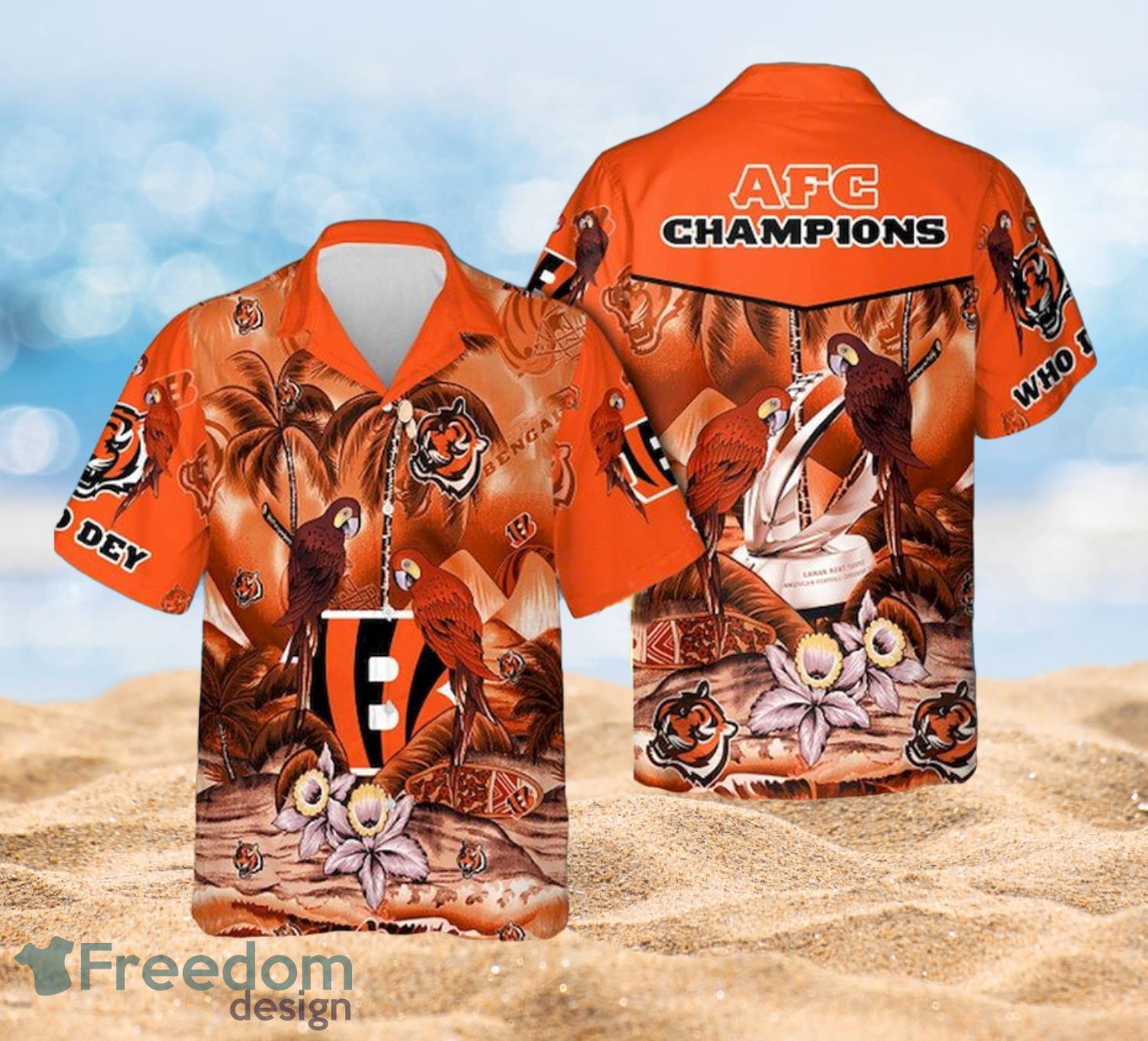 Cincinnati Bengals AFC Champions Aloha Beach Hawaiian Shirt Full Over Print Cincinnati Bengals AFC Champions Aloha Beach Hawaiian Shirt Full Over Print