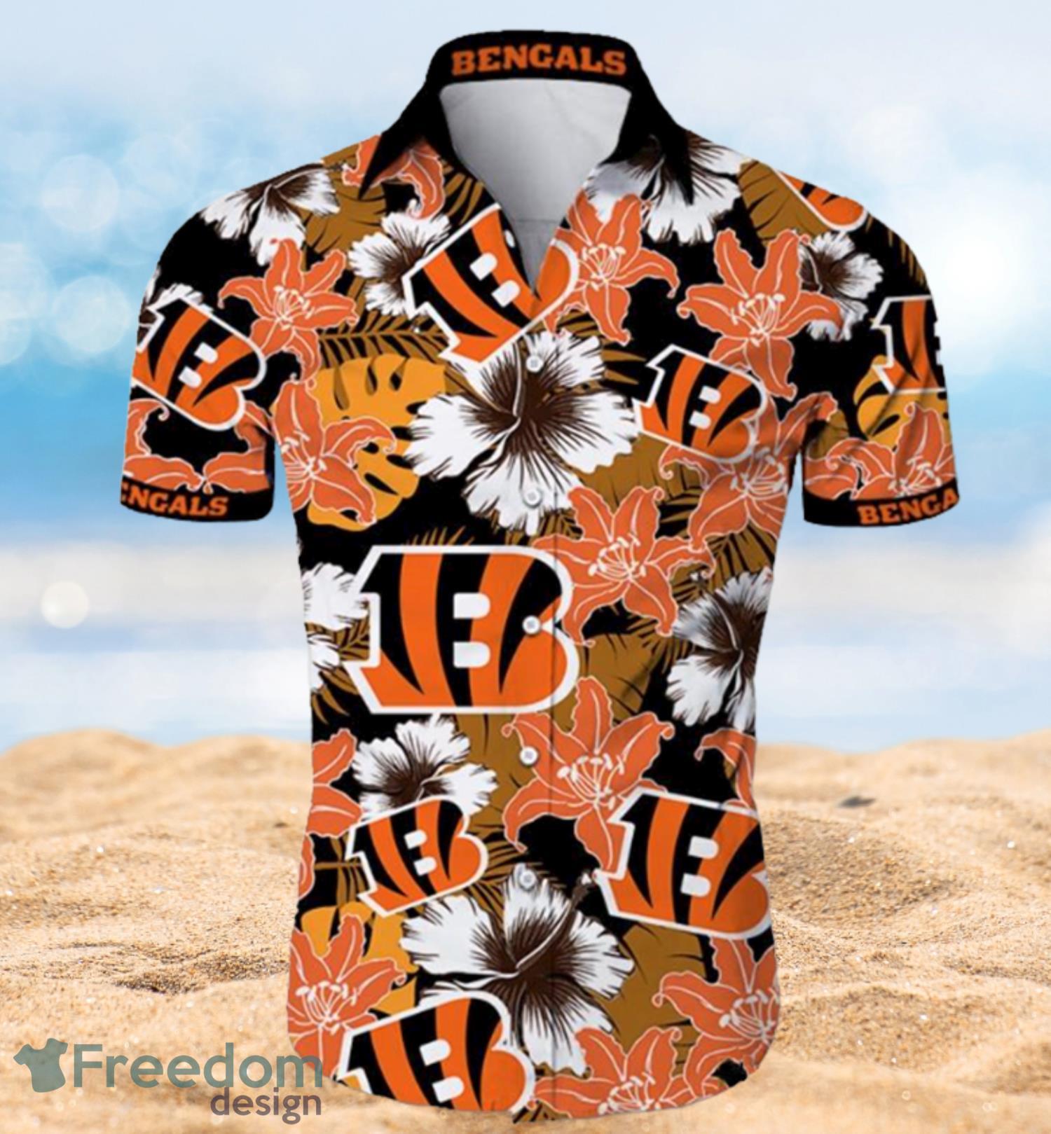 Cincinnati Bengals Tropical Flower Hawaiian Shirt Full Over Print Cincinnati Bengals Tropical Flower Hawaiian Shirt Full Over Print
